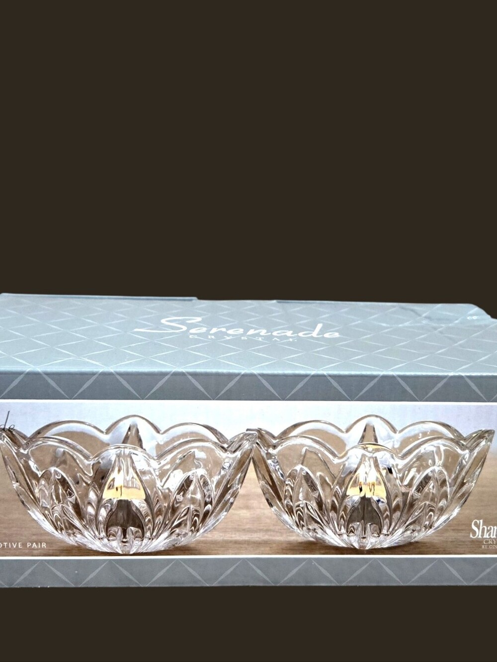 Set Of 2 Godinger Shannon Crystal Candle Holders New In Box Elegant Glass Bowls